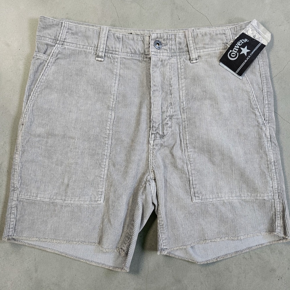Vintage‎ Converse Shorts Mens 32 Gray Chuckin Slim Corduroy Deadstock Y2K 2003